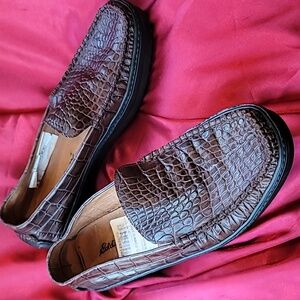 EDDIE BAUER crocodile brown slip on loafer eu39 Sz 8.5-9
